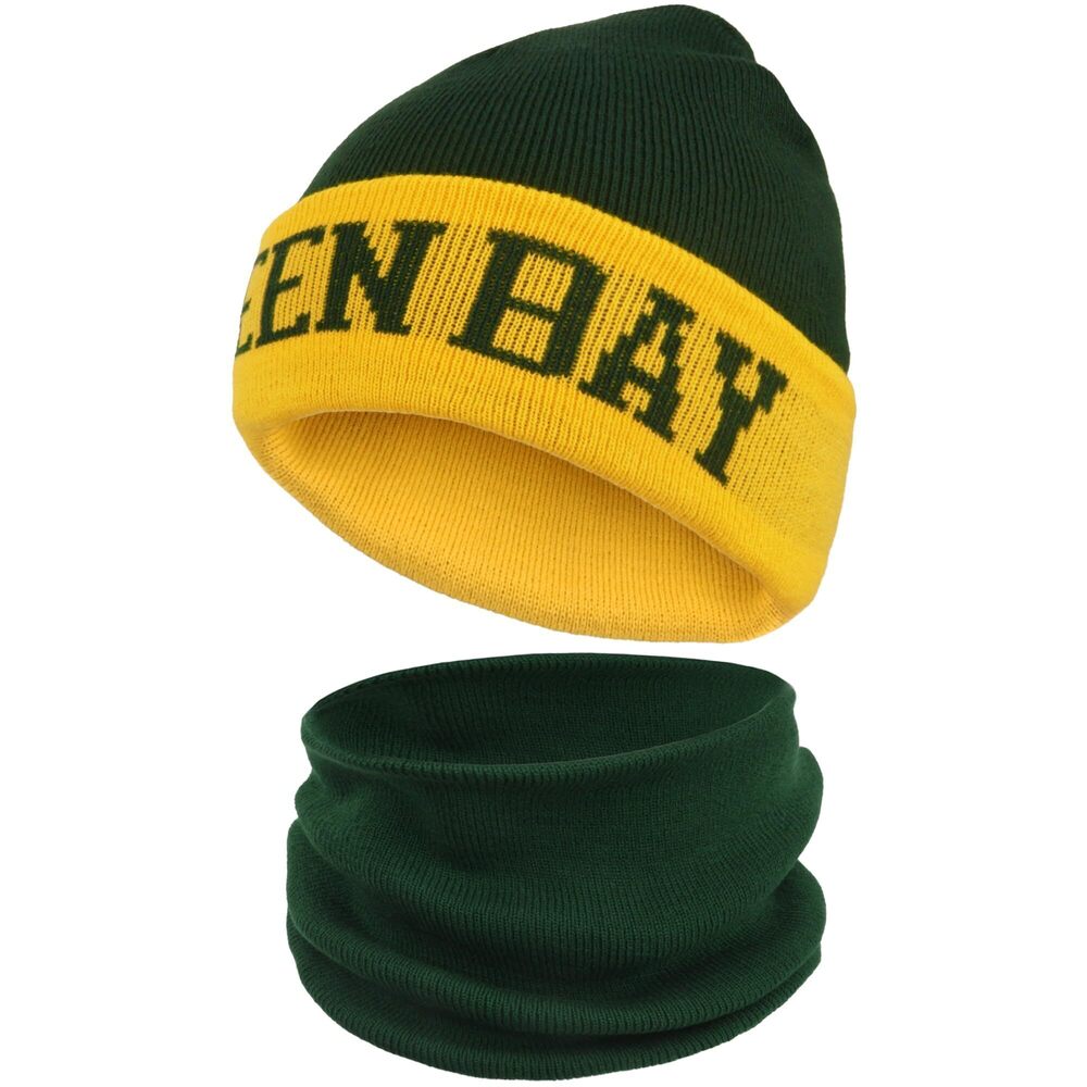 1669 Grenn Bay Beanies Football Winter Hat and Neck Gaiter Set & Warm